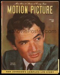 6b283 MOTION PICTURE magazine February 1946 wonderful portrait of Gregory Peck by Madison Lacy!