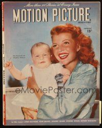 6b282 MOTION PICTURE magazine January 1946 sexy Rita Hayworth & baby daughter Rebecca by Coburn!
