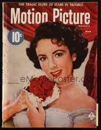 6b302 MOTION PICTURE magazine March 1949 portrait of Elizabeth Taylor by Carlyle Blackwell Jr.!