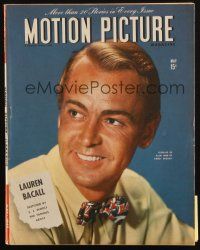 6b279 MOTION PICTURE magazine May 1945 portrait of Alan Ladd, a close up by Sidney Skolsky!