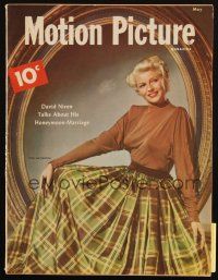 6b298 MOTION PICTURE magazine May 1948 smiling portrait of sexy blonde Rita Hayworth by Coburn!