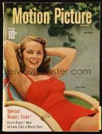 6b305 MOTION PICTURE magazine October 1950 portrait of sexy Janet Leigh by Carlyle Blackwell Jr.!
