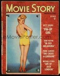 6b314 MOVIE STORY magazine December 1943 most famous portrait of sexy Betty Grable in Pin-Up Girl!