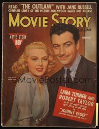 6b307 MOVIE STORY magazine February 1942 Lana Turner & Robert Taylor, Jane Russell in The Outlaw!