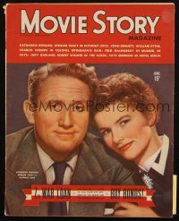 6b321 MOVIE STORY magazine June 1945 c/u of Katharine Hepburn & Spencer Tracy in Without Love!