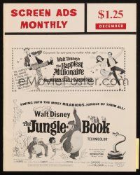 6b427 SCREEN ADS MONTHLY magazine December 1967 cool ads for Disney's Jungle Book & much more!