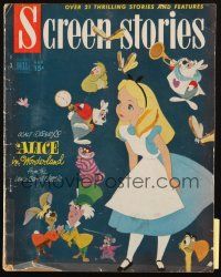 6b344 SCREEN STORIES magazine August 1951 Walt Disney's classic cartoon Alice in Wonderland!