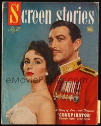 6b339 SCREEN STORIES magazine July 1949 sexy Elizabeth Taylor & Robert Taylor in Conspirator!