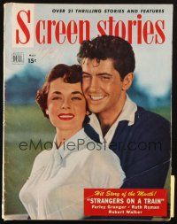 6b343 SCREEN STORIES magazine May 1951 Farley Granger & Roman in Hitchcock's Strangers on a Train!