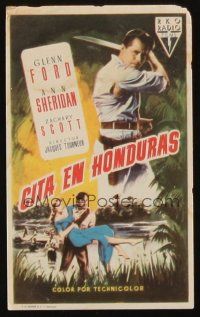 6b696 APPOINTMENT IN HONDURAS Spanish herald '53 Jacques Tourneur, sexy Ann Sheridan & Glenn Ford!