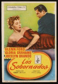 6b701 BIG HEAT Spanish herald '54 art of Glenn Ford & sexy Gloria Grahame, Fritz Lang noir!