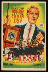6b713 CHEAPER BY THE DOZEN Spanish herald '53 different art of Clifton Webb w/camera & kids in car