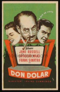 6b716 DOUBLE DYNAMITE Spanish herald '53 different MCP art of Groucho Marx & sexy Jane Russell!