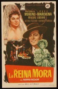 6b746 LA REINA MORA Spanish herald '55 art of Antonita Moreno & top stars by Jano!