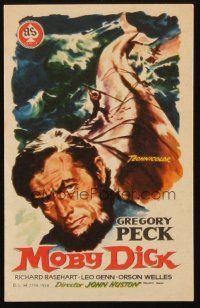 6b757 MOBY DICK Spanish herald '58 John Huston, different art of Gregory Peck & the giant whale!