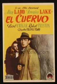 6b795 THIS GUN FOR HIRE Spanish herald '40s great image of Alan Ladd with gun & sexy Veronica Lake!