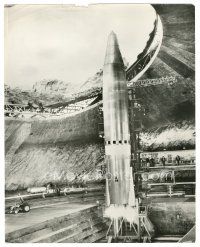 6b122 YOU ONLY LIVE TWICE 11.25x14 still '67 James Bond, cool far shot of rocket in enemy base!