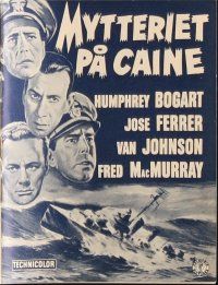 6b575 CAINE MUTINY Danish program '54 Humphrey Bogart, Ferrer, Johnson, MacMurray, different!