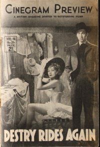 6b537 DESTRY RIDES AGAIN English program '39 James Stewart & Marlene Dietrich, classic western!