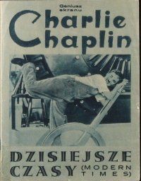 6b684 MODERN TIMES Polish herald '36 great different images of Charlie Chaplin, classic!
