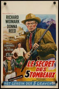 5z022 BACKLASH Belgian '56 great art of cowboy Richard Widmark, Donna Reed!