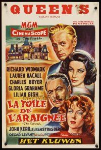 5z057 COBWEB Belgian '55 artwork of Richard Widmark, Lauren Bacall, Charles Boyer, Gloria Grahame!