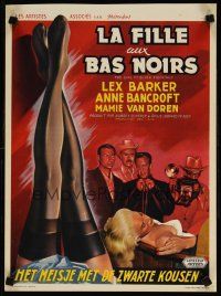 5z103 GIRL IN BLACK STOCKINGS Belgian '57 high society bad girl Mamie Van Doren, art of sexy legs!