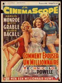 5z115 HOW TO MARRY A MILLIONAIRE Belgian '53 sexy Marilyn Monroe, Betty Grable & Lauren Bacall!