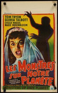 5z117 I MARRIED A MONSTER FROM OUTER SPACE Belgian '58 art of Gloria Talbott & monster shadow!