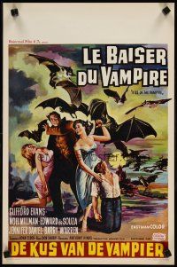 5z135 KISS OF THE VAMPIRE Belgian '63 Hammer, art of giant devil bats summoned from Hell!