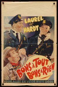 5z162 MIDNIGHT PATROL Belgian R50s great art of Stan Laurel & Oliver Hardy in police uniforms!