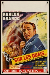 5z177 ON THE WATERFRONT Belgian '54 directed by Elia Kazan, artwork of classic Marlon Brando!