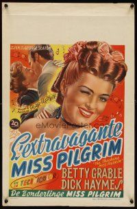 5z220 SHOCKING MISS PILGRIM Belgian '46 art of sexy winking Betty Grable, George & Ira Gershwin