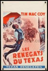 5z253 TEXAS RENEGADES Belgian '50s Tim McCoy, Nora Lane, wild cowboy action art, stampede!