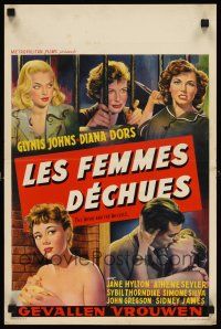 5z276 WEAK & THE WICKED Belgian '54 bad girl Diana Dors, strips bare raw facts of women in prison!