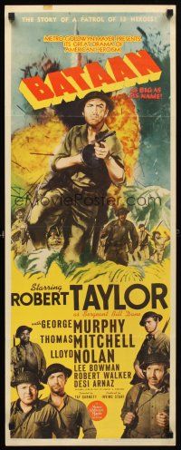5z445 BATAAN insert '43 Robert Taylor with rifle in the story of a WWar II patrol of 13 heroes!