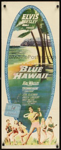 5z461 BLUE HAWAII insert '61 Elvis Presley plays a ukulele for sexy babes by the beach!