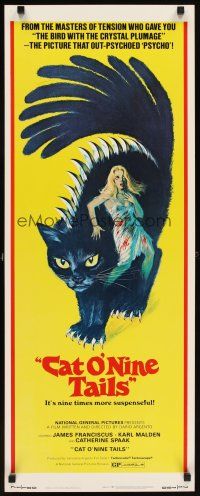 5z479 CAT O' NINE TAILS insert '71 Dario Argento's Il Gatto a Nove Code, wild horror art of cat!