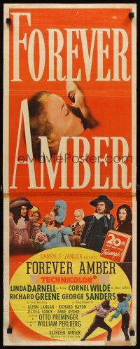 5z527 FOREVER AMBER insert '47 sexy Linda Darnell, Cornel Wilde, directed by Otto Preminger!