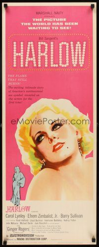 5z544 HARLOW insert '65 great artwork of Carol Lynley as The Blonde Bombshell!