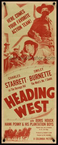 5z545 HEADING WEST insert '46 Smiley Burnette, Charles Starrett as The Durango Kid!