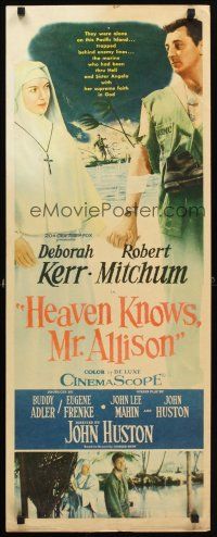 5z547 HEAVEN KNOWS MR. ALLISON insert '57 Robert Mitchum in uniform w/ nun Deborah Kerr!