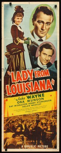 5z572 LADY FROM LOUISIANA insert '41 great colorful artwork of John Wayne, Ona Munson!