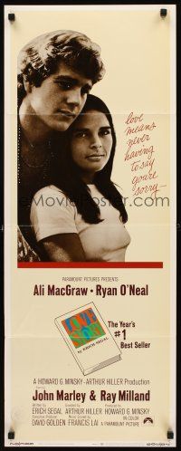5z591 LOVE STORY int'l insert '70 great romantic close up of Ali MacGraw & Ryan O'Neal!