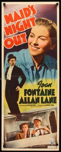 5z595 MAID'S NIGHT OUT insert '38 Joan Fontaine, Allan Lane, great different images!