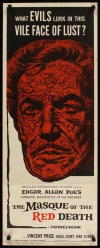 5z599 MASQUE OF THE RED DEATH insert '64 cool montage art of Vincent Price by Reynold Brown!