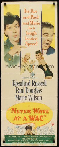 5z620 NEVER WAVE AT A WAC insert '53 sexy Rosalind Russell & Marie Wilson, Paul Douglas!