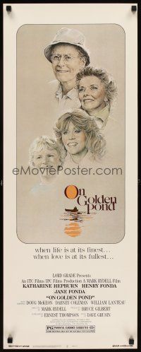 5z627 ON GOLDEN POND insert '81 art of Hepburn, Henry & Jane Fonda by de Mar!