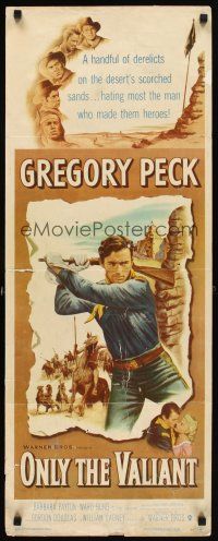 5z630 ONLY THE VALIANT insert '51 artwork of Gregory Peck swinging rifle, sexy Barbara Payton