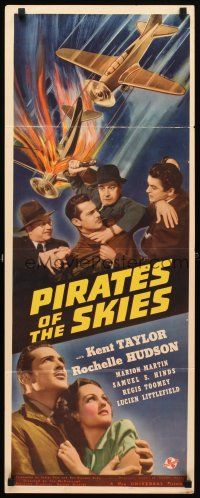 5z641 PIRATES OF THE SKIES insert '38 Kent Taylor, Rochelle Hudson, fiery aircraft dogfight art!